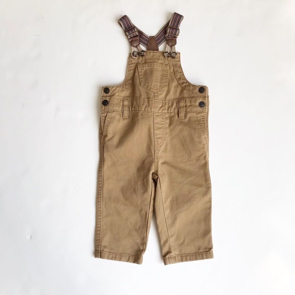 Joe Fresh tan denim overalls EUC 6-12 months